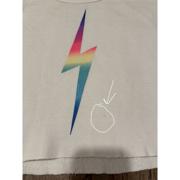 Aviator Nation Women's Cropped Rainbow Bolt Crewneck Sweatshirt Size Medium - Picture 5 of 8